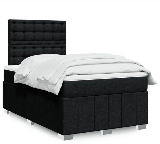 VidaXL Boxspring met matras Zwart Stof 120x200 cm