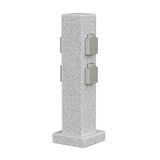 ledscom.de Tuincontactdoos Zuil POCK voor gebruik buitenshuis, IP44, 4-voudig, grijs (steenlook), hoekig, 40 cm