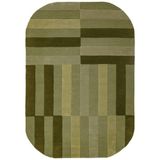 Flair Rugs laagpolig ovale wollen vloerkleed 290x200 cm - groen