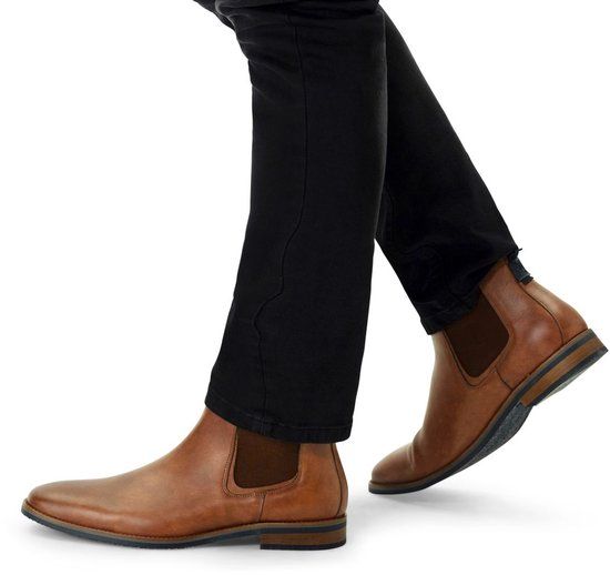 Van Lier Heren Cognac Leren Chelsea Boots Maat 43