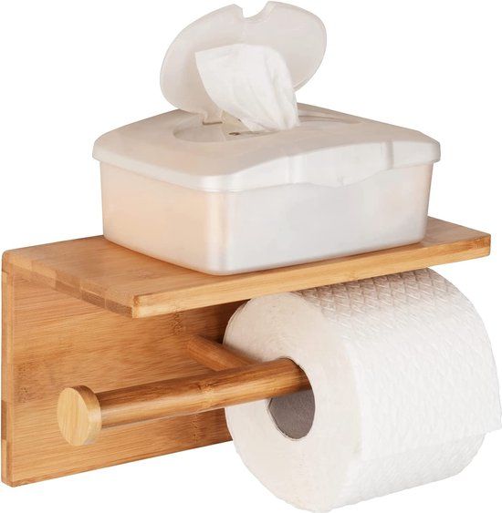 WENKO Toiletpapierhouder Duo Bamboe - Toiletrolhouder Duo - Bruin