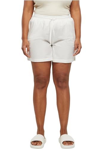 Urban Classics Women's Seersucker Shorts - White - 4XL