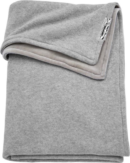 Meyco Knit Basic Velours ledikantdeken - 100x150 cm - grijs melange
