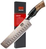 SHAN ZU Damascus Mes Nakiri Koksmes Handgesmeed Japans Mes, 33 Lagen Damascus Staal & Koper Professioneel Damascus Scherp Keukenmes 18cm - VENUS Serie