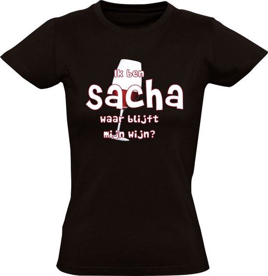 Sol's Ik ben Sacha, waar blijft mijn wijn Dames T-shirt - Zwart - 5XL