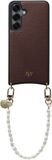 AVY Leren Hoesje Geschikt voor Samsung Galaxy S25 Plus / S24 Plus | Compatibel met MagSafe | Leather Case met Telefoonkoord | Polsband | Chocolate | Perla Chic