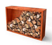 Merkloos Geroba Egura Cortenstaal Houtopslag met achterwand 1500 x 385 x 1000 mm