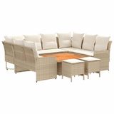 vidaXL Hoekbank loungeset 8-delig Beige en Crèmekleurig Polyrattan Inclusief Tafel