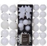 Decoris Kerstballen en ornamenten - 40x - Wit - 6 cm - Kunststof