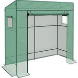 Abri de jardin mural adossé avec 1 porte enroulable, bâche en polyéthylène renforcé, 2 ouvertures, dimensions 196x77x197/178 cm