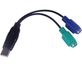 PremiumCord USB naar PS/2 adapter, USB 2.0, voor muis en toetsenbord