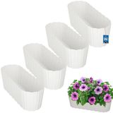 KOTARBAU® 4 st. Balkonbak, Bloembak voor Balkon, Kunststof, 40 x 13 x 13 cm, Wit