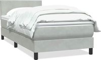 vidaXL Boxspring met matras fluweel lichtgrijs 90x220 cm