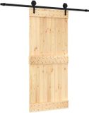 vidaXL Schuifdeur Naturel en Zwart 90 x 210 cm Massief Grenenhout