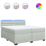 VidaXL Boxspring met matras fluweel lichtgrijs 200x200 cm