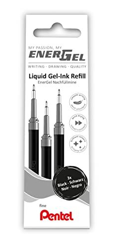 Pentel LRN5-3A navulvulling voor EnerGel pennen 0,5 bal = 0,25 mm lijndikte, naaldpunt, 3 stuks, zwart