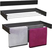 Merkloos Inklapbaar Wanddroogrek - Ruimtebesparend Droogrek voor Wasgoed - Aluminium Zwart (100 x 50 cm)