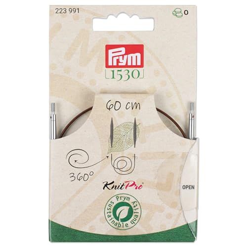 Prym 223991 Natuurlijk kunststof touw & accessoires, 360° draaibaar, 60 cm, verwisselbaar touw voor rondbreinaalden en Tunesische haaknaalden