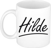 Bellatio Decorations Hilde Naam koffiemok - beker - met sierlijke letters - wit
