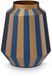 Pip Studio Vaas Stripes - Bloemenvaas van Metaal - Blauw/ Goud - 24x29cm