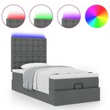 VidaXL Ottoman Bed with Mattress and LEDs, Dark Grey, Fabric, 120x190 cm