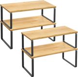 Songmics Kruidenrek – Set van 4 – Stapelbaar – Inktzwart-natuurbeige