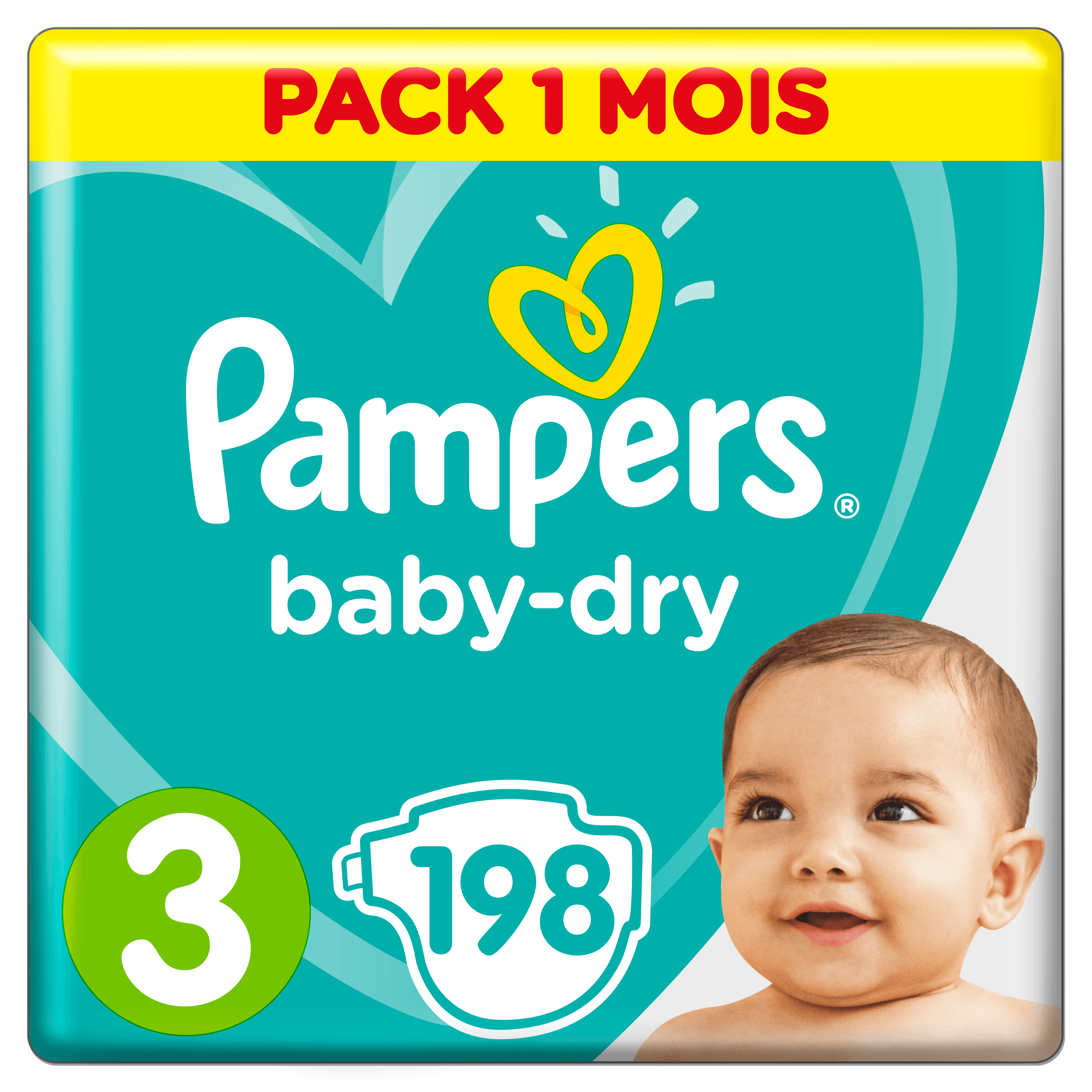 Pampers Active Baby-Dry Baby-Dry Maat 3, 198 Luiers, Voor Droge Ademende Huid, Maandbox multi