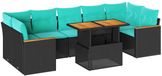 vidaXL 8-delige dining loungeset met kussens polyrotan noir