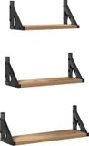 vidaXL Wandplank - 3-delig - Rook Eik - 37 x 12 x 13 cm