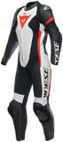 Dainese Grobnik S26 Eenstuks geperforeerd dames motorfietsleren pak - Zwart/wit/rood - Maat 48