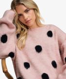 Superdry - Trui met Polkadot Relaxed Pasvorm - Dames - Acryl/Polyamide/Polyester - Pink/Navy - Maat 16