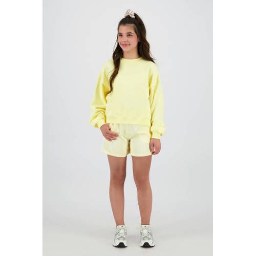 Raizzed sweater met backprint geel