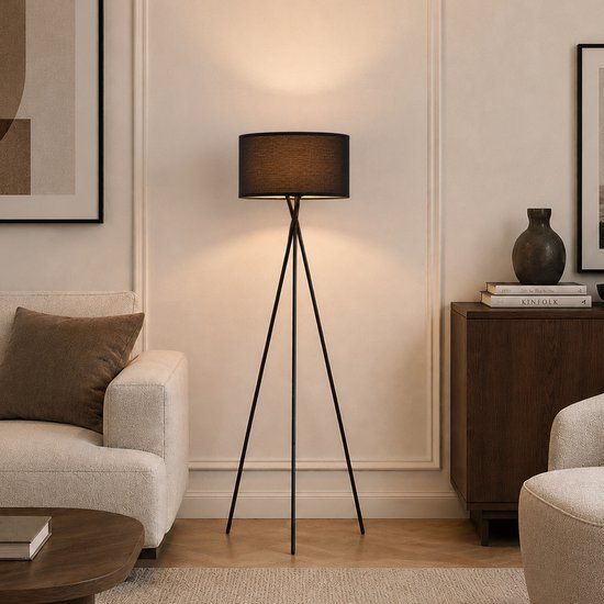 Home Sweet Home Zwarte Moderne Vloerlamp - 138 cm - Inclusief E27 Lichtbron