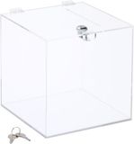 Relaxdays donatiebox met slot - 2 sleutels - acryl