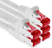 1aTTack.de - 5x 1m CAT6 Patchkabel S/FTP PIMF Afgeschermde CAT.6 RJ45 Netwerkkabel Ethernetkabel DSL LAN Router Switch Modem Patchpaneel - Wit - 5 stuks