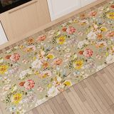 PETTI Artigiani Italiani Keukentapijt, antislip, wasbaar, 52 x 440 cm, bloemenpatroon 06 taupe, 100% Made in Italy