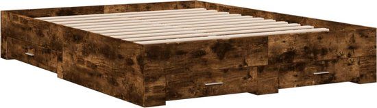 vidaXL Bedframe met lades gerookt eikenkleurig 150x200 cm
