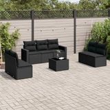 Maison Exclusive - Ensemble de jardin, 8 pièces, avec coussins, noir, en polyrotin