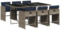 vidaXL 7-delige tuinset met kussens, grijs, polyrotan