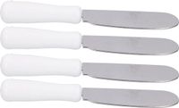 Alpina Stalen Botermes - 10 cm - Set van 4 - RVS Mes - Witte Handgreep