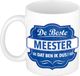 mok / beker wit met blauw embleem - 300 ml - keramiek - cadeaumok meester