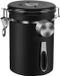 Merkloos 1.8L haute capacité acier inoxydable avec cuillère boîte à café sous vide boîte à thé boîte de conservation boîte de conservation boîte sous vide avec couvercle aromatique hermétique (noir)