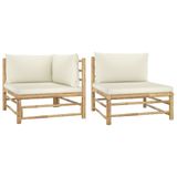 VidaXL 2-delige loungeset met crèmewitte kussens bamboe