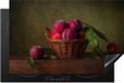 Merkloos KitchenYeah® Inductie beschermer 81.6x52.7 cm - Mand - Pruim - Roze - Rustiek - Fruit - Stilleven - Inductie kookplaat accessoire