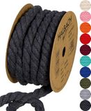 Halbach Seidenbänder gerecycled katoenen koord, breedte: 10 mm/lengte 4 m, duurzaam katoengaren voor macramé, natuurlijk koord om te knutselen, kleur: donkergrijs