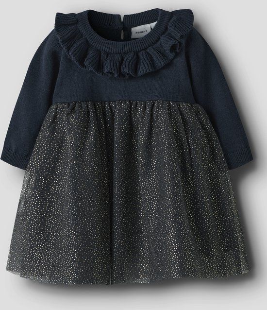 NAME IT NBFROLIA LS KNIT DRESS - Baby - Jurken - Maat 80 - Katoen/Polyester - Lange mouw - Navy Blazer