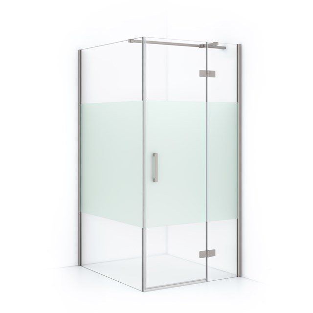 Maxaro Douchecabine Diamond 110x90cm 8mm Helder Veiligheidsglas met Matte Strook Geborsteld RVS