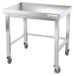 GOLDINOX Plan de travail en acier inoxydable, base 600 x 600 mm, avec renfort et roulettes, PREMIUM