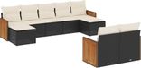 vidaXL 9-delige Loungeset met kussens, polyrattan, zwart