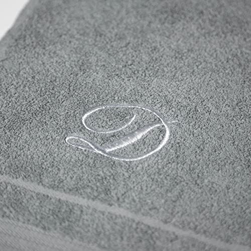 Caleffi Badhanddoek geborduurd grijs van katoen - 78395